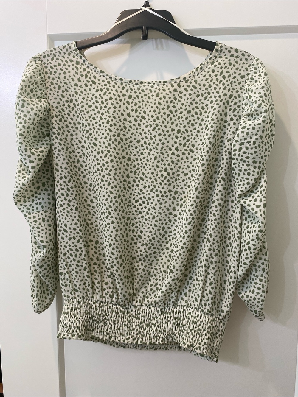 Paper Crane Sage Green Printed Blouse